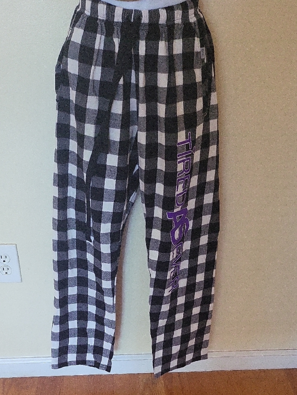 boxercraft Black & White Plaid Kids Pjs with Purple Logo